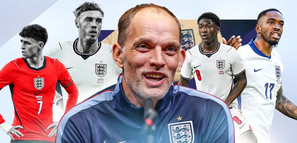 Entrenador y jugadores de Inglaterra en composición gráfica