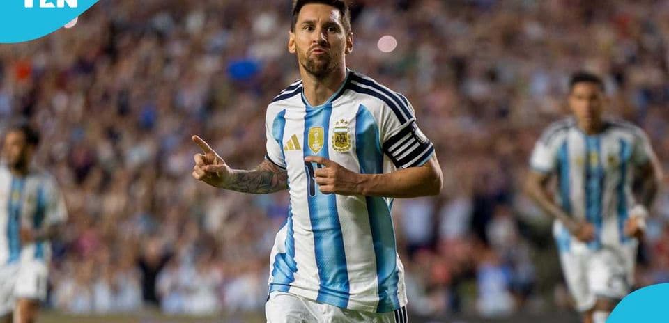 Lionel Messi celebrando un gol con la selección argentina