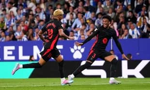 Jugadores de Barcelona celebrando un gol