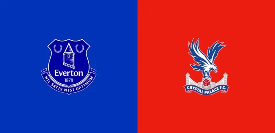 Logos de Everton y Crystal Palace sobre fondo de colores