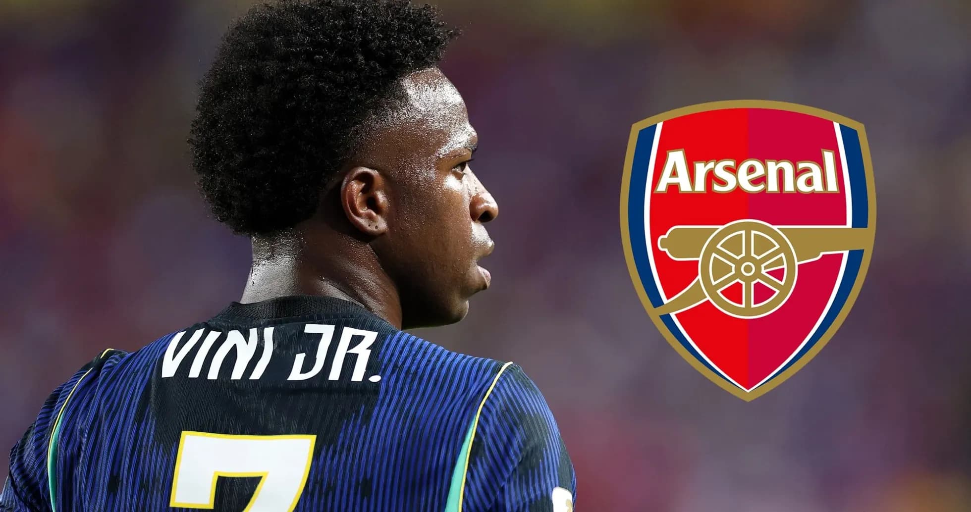 Jugador Vini Jr. en uniforme con logo de Arsenal