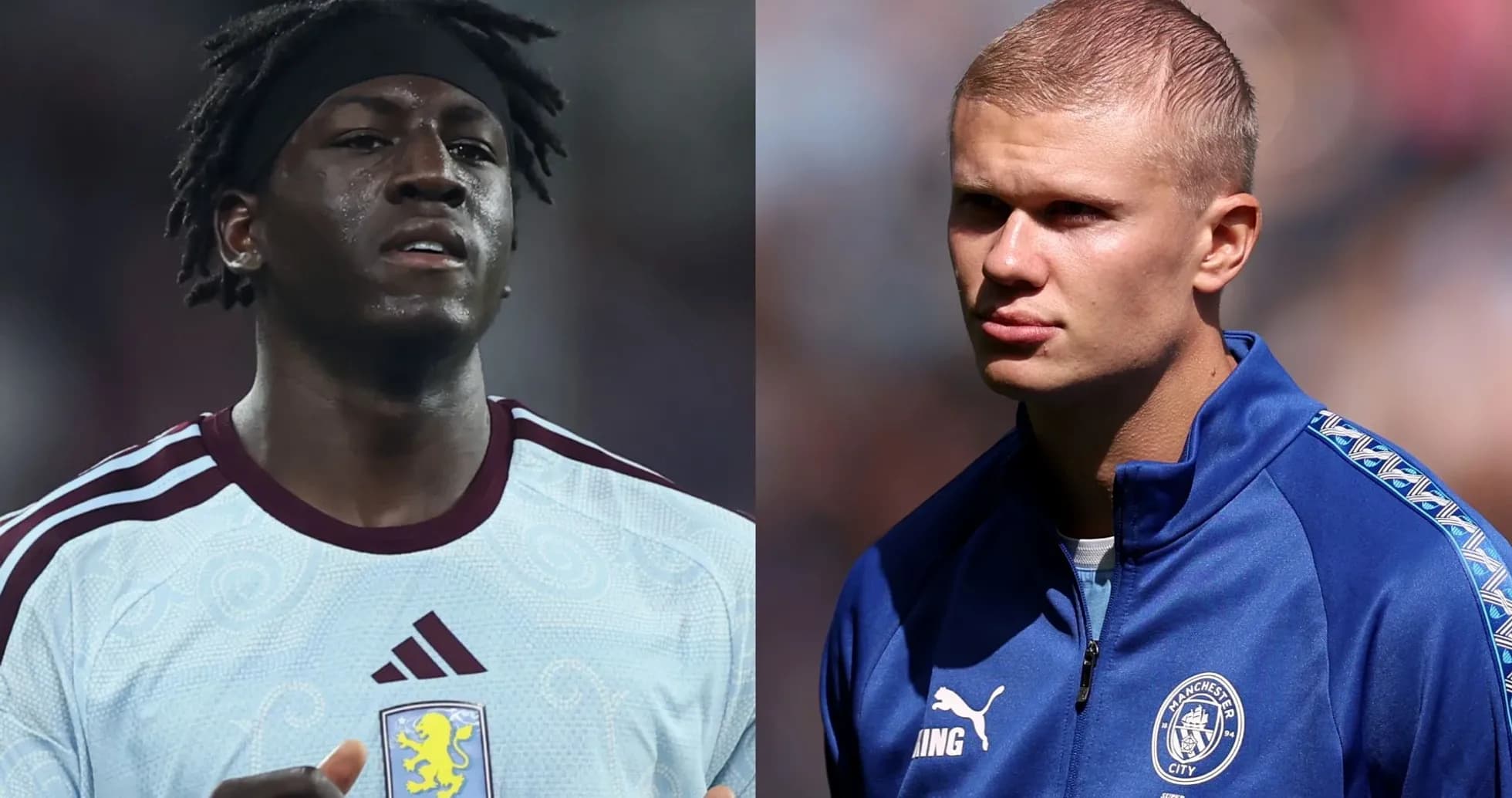 Jugadores de Aston Villa y Manchester City en acción