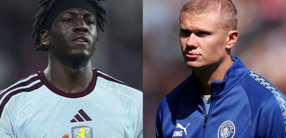 Jugadores de Aston Villa y Manchester City en acción