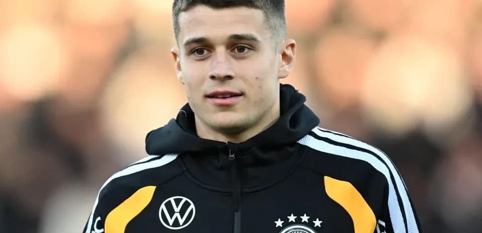 Jugador de Alemania en el calentamiento previo al partido
