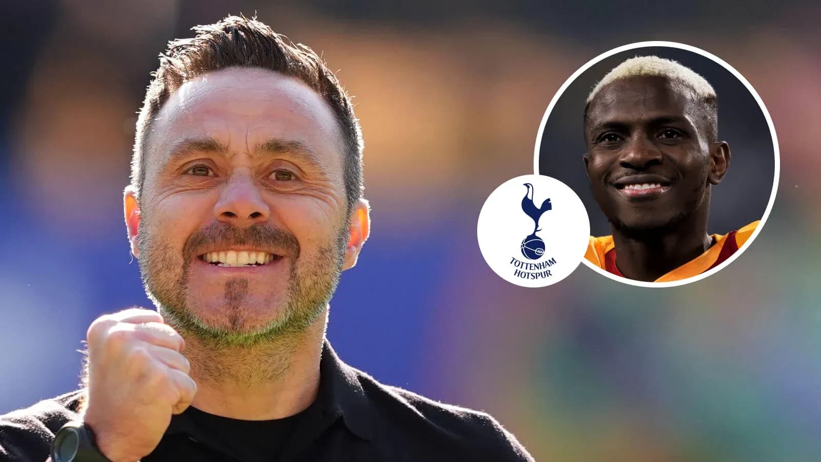 Entrenador sonriente con jugador destacado de Tottenham