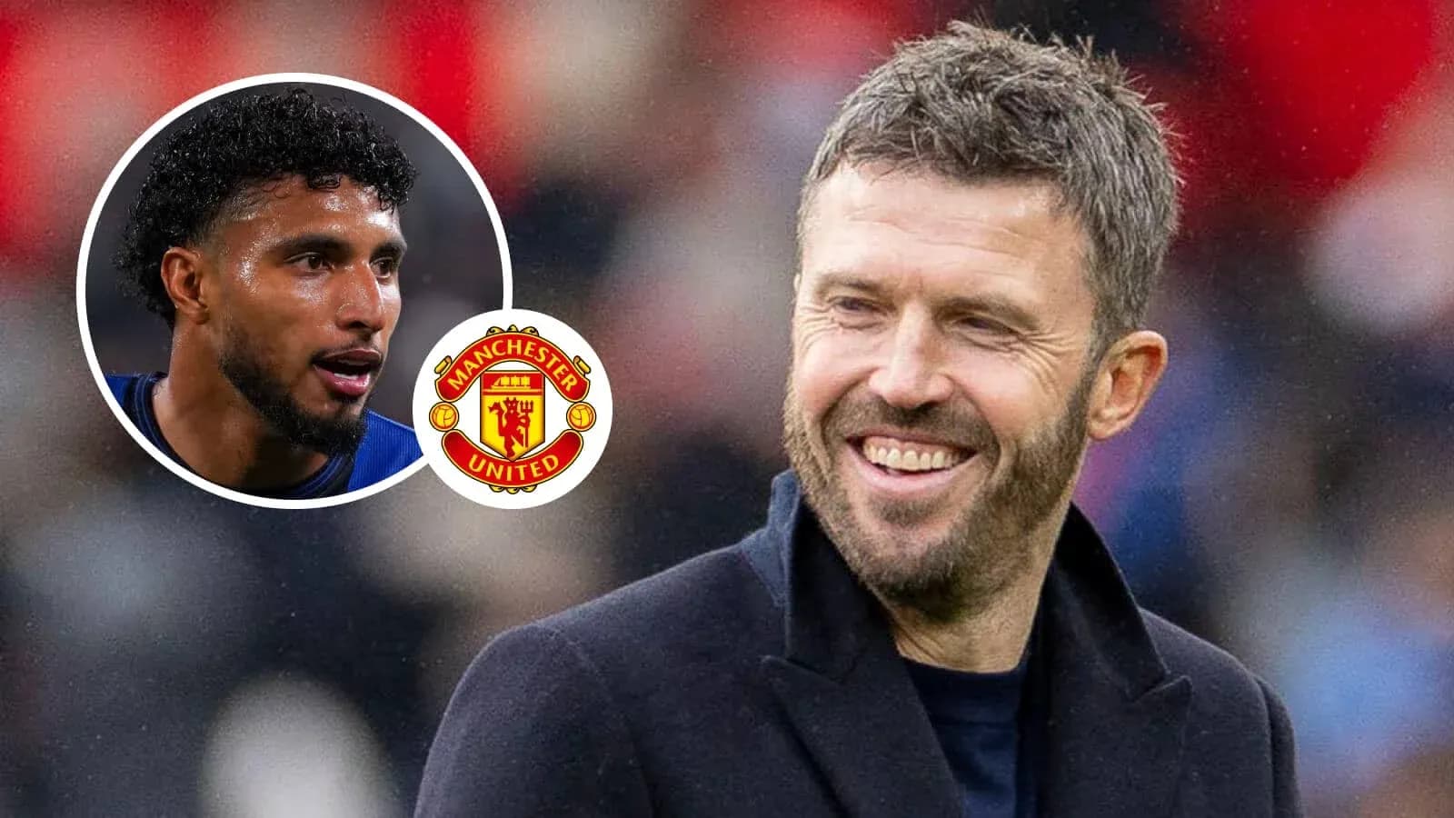 Entrenador sonriente junto a jugador de Manchester United