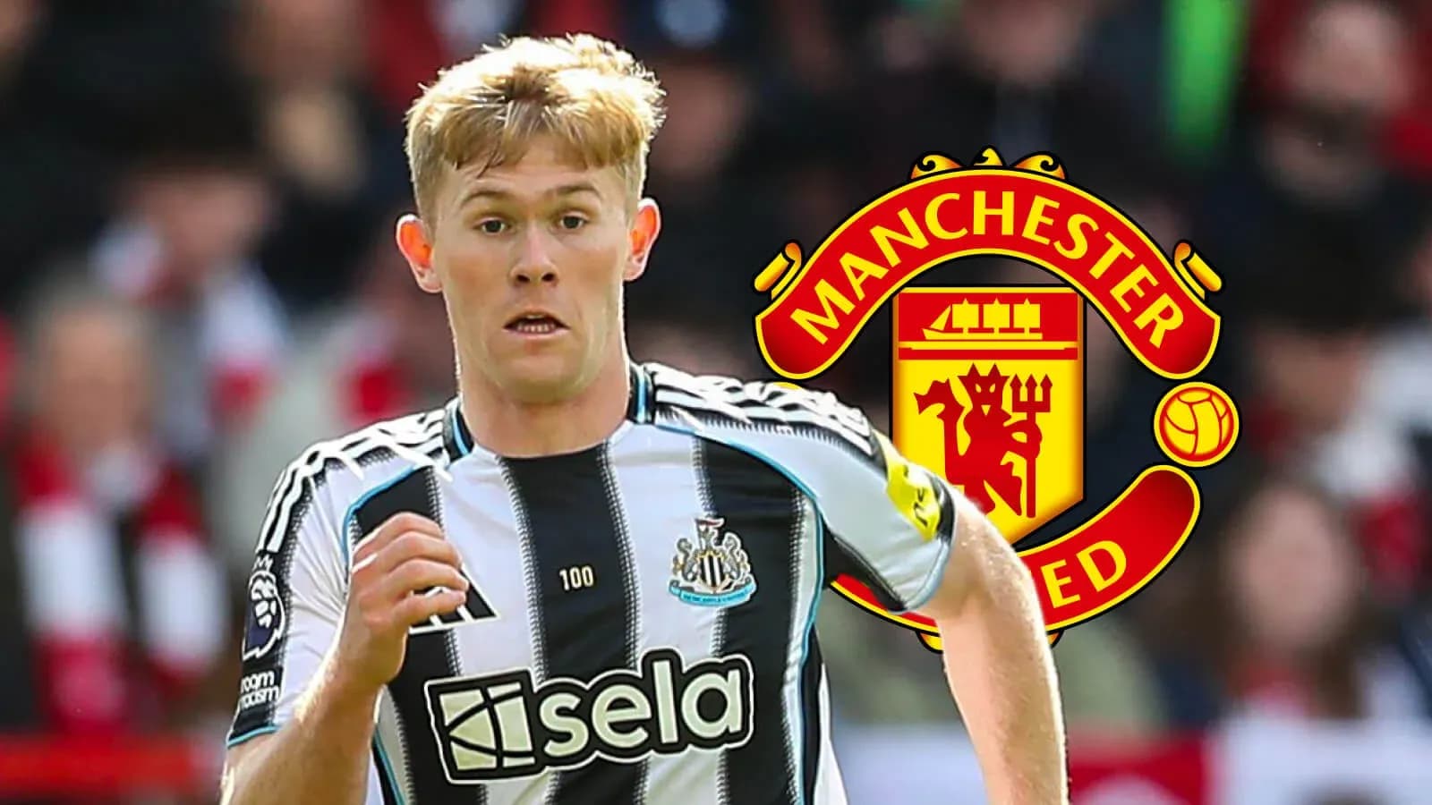 Jugador de Newcastle corriendo en partido contra Manchester United