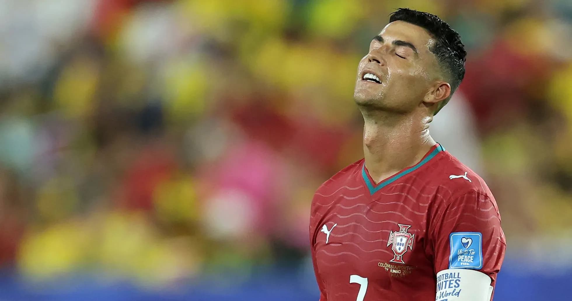 Cristiano Ronaldo con expresión de frustración en partido