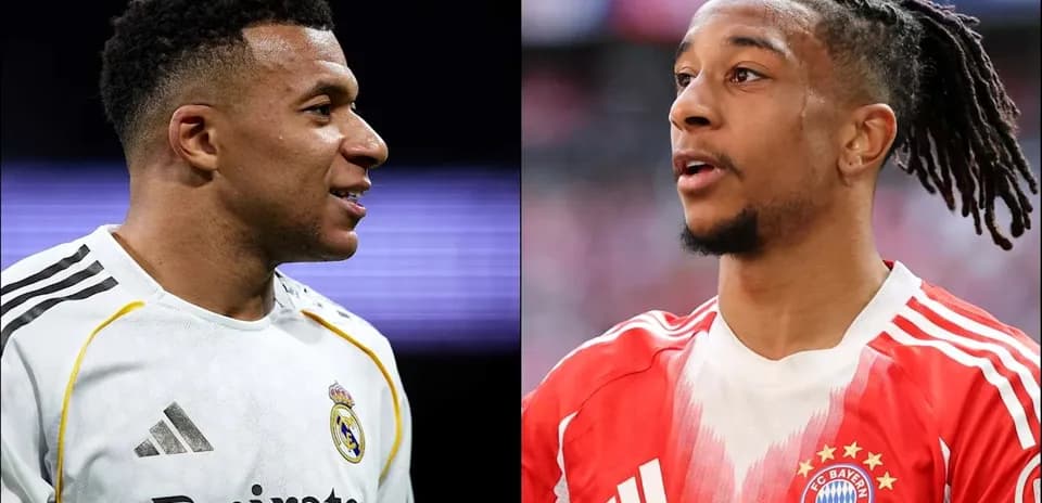 Kylian Mbappé y jugador de Bayern Múnich en perfil