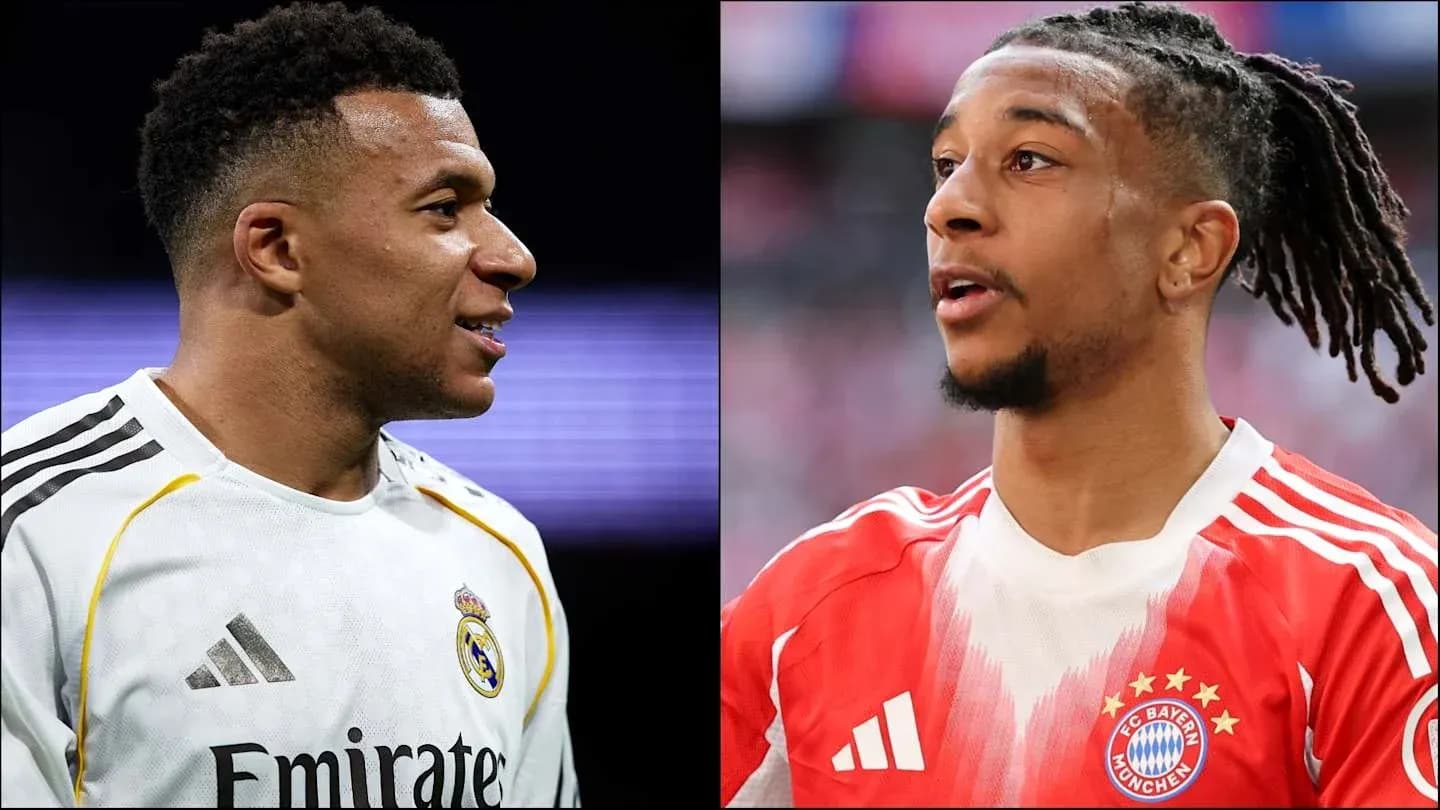 Kylian Mbappé y jugador de Bayern Múnich en perfil