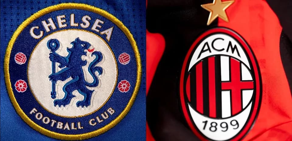 Logos de Chelsea y AC Milan en camisetas