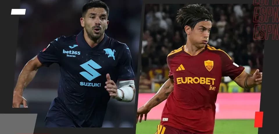 Jugadores de Torino y AS Roma en acción