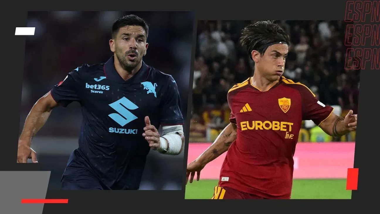 Jugadores de Torino y AS Roma en acción