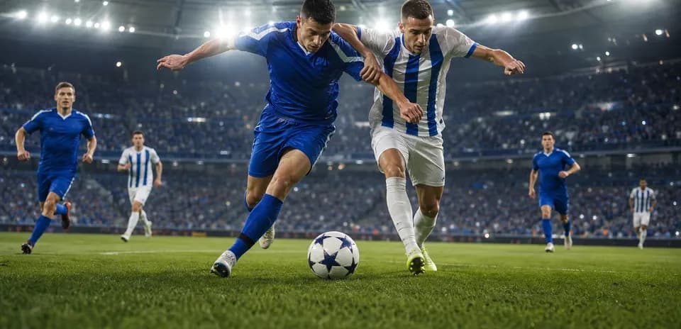 Jugadores compitiendo por el balón en el partido