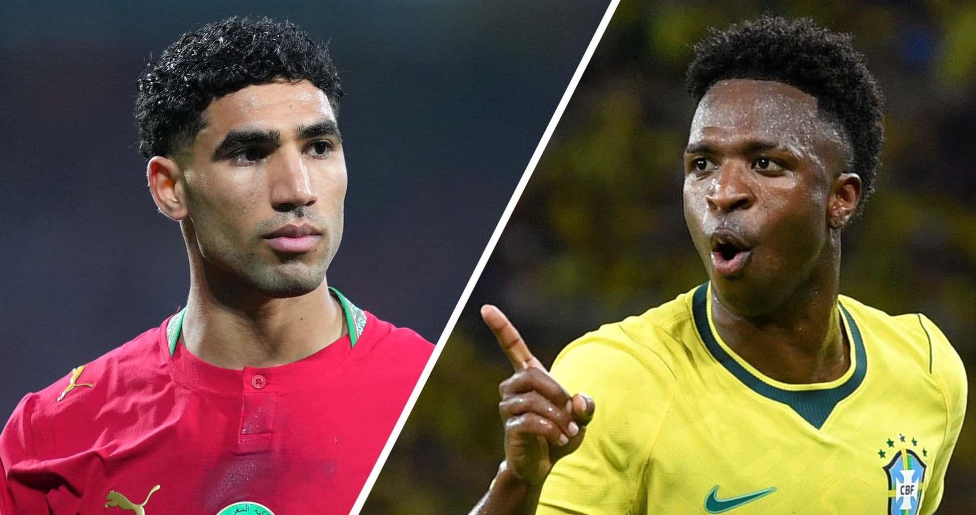 Jugadores de Brasil y Marruecos en el Mundial