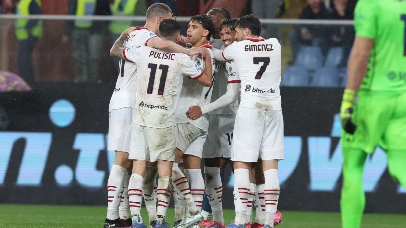 Jugadores de AC Milan celebrando un gol
