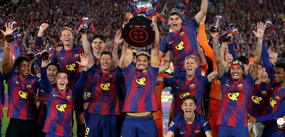 Celebración del FC Barcelona tras ganar el título