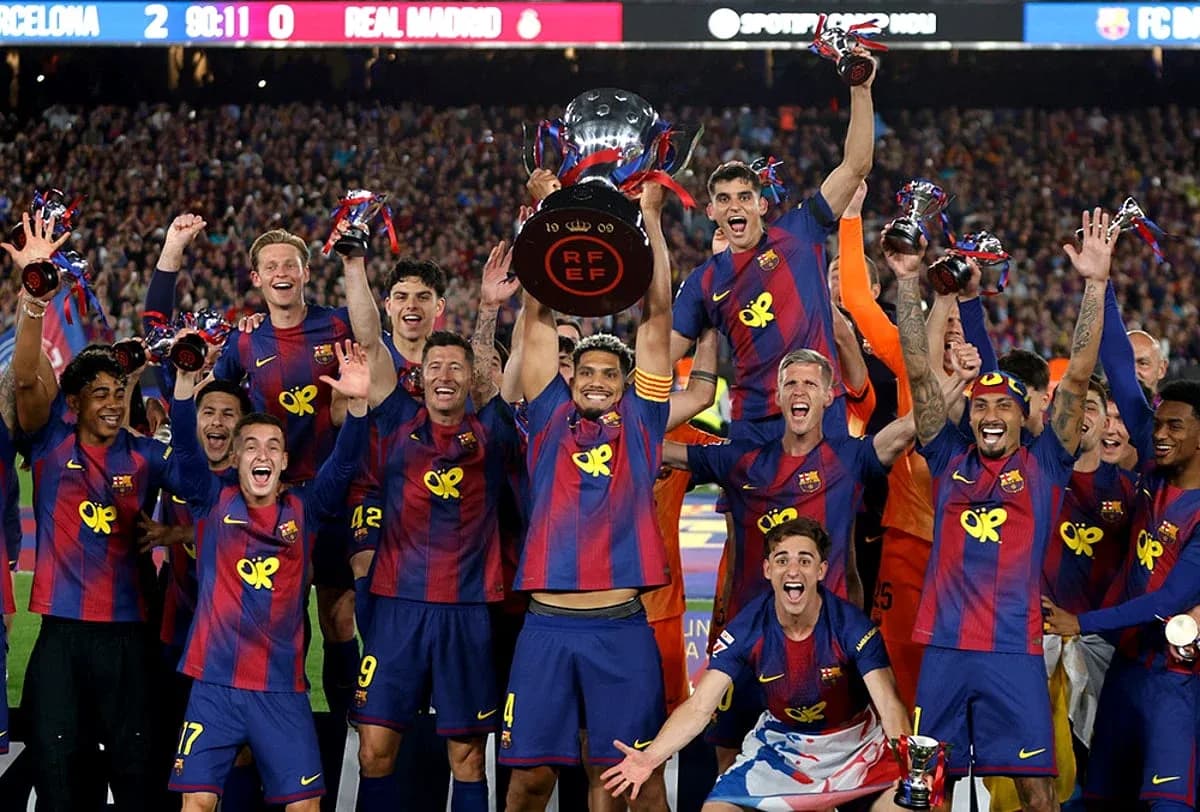 Celebración del FC Barcelona tras ganar el título
