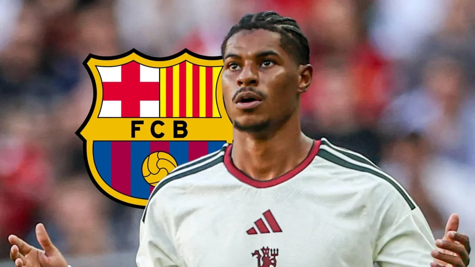 Jugador de fútbol con camiseta blanca y logo del Barça