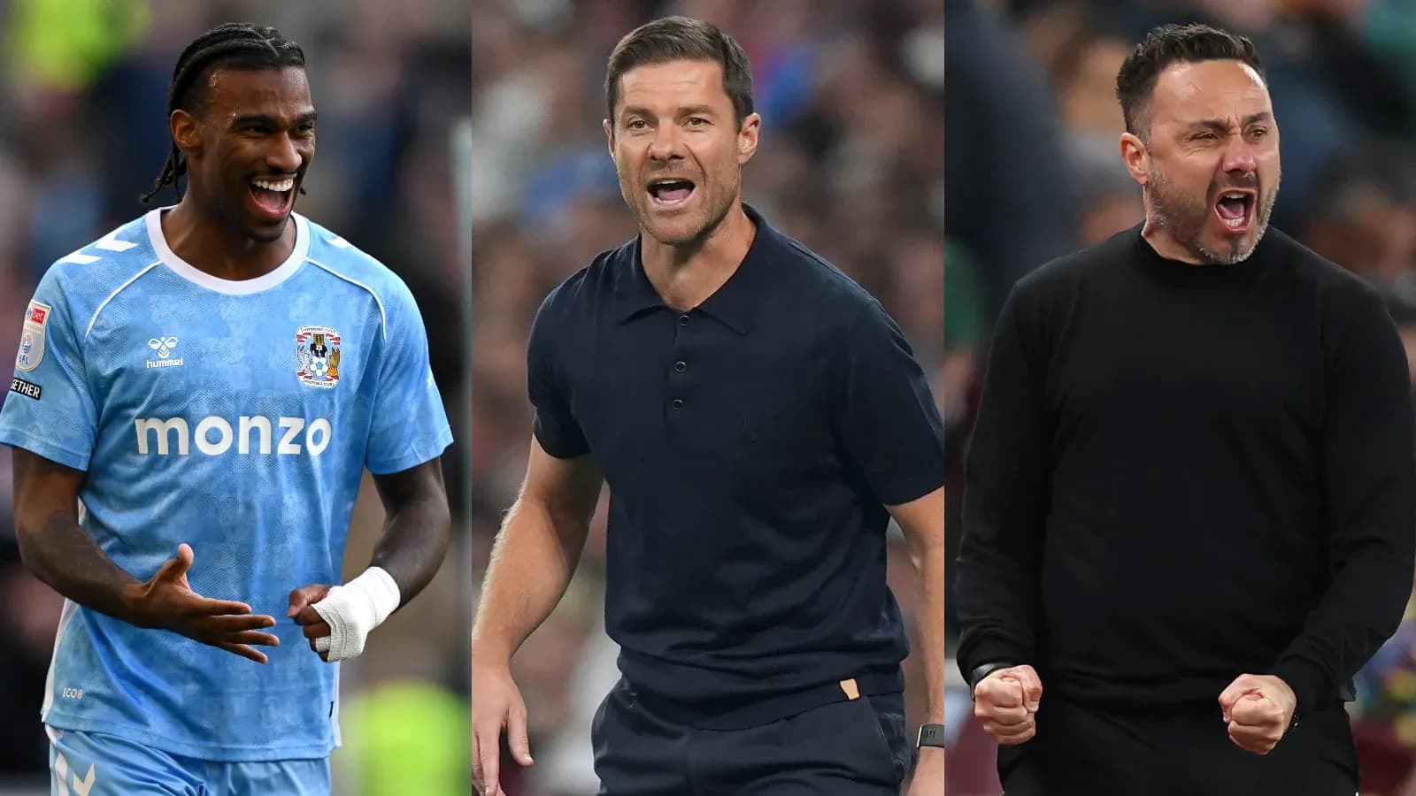 Jugador de Coventry y dos entrenadores durante partido