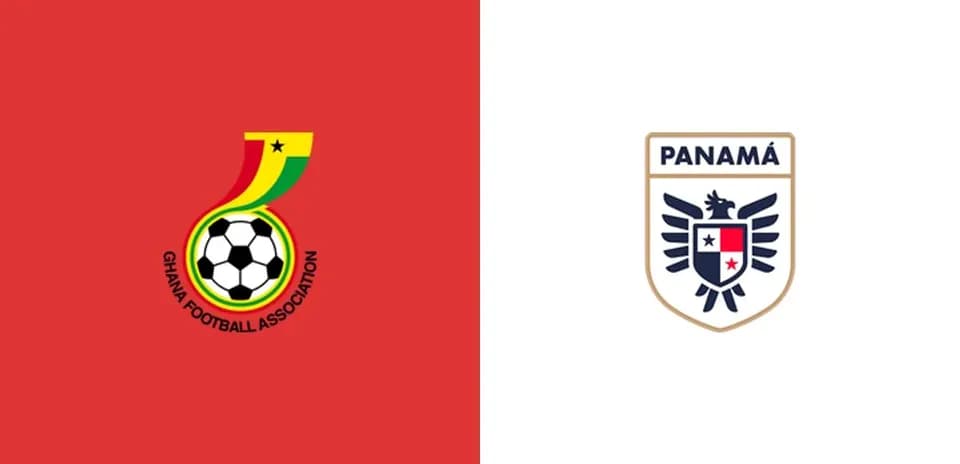 Logos de Ghana y Panamá en fondo rojo y blanco