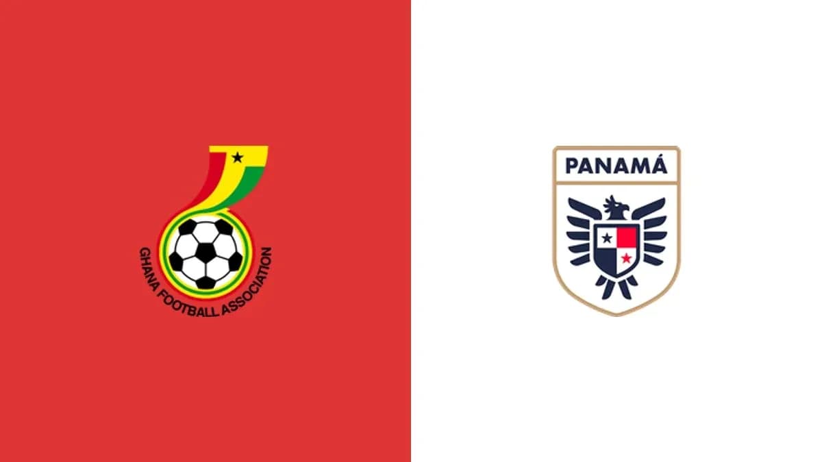 Logos de Ghana y Panamá en fondo rojo y blanco