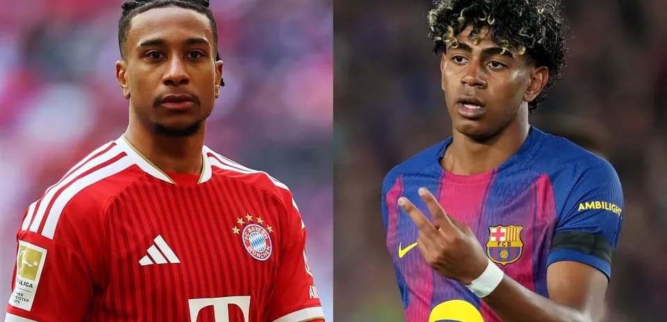 Jugadores de Bayern Múnich y Barcelona en el campo