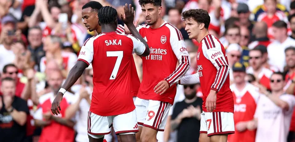 Jugadores del Arsenal celebrando un gol