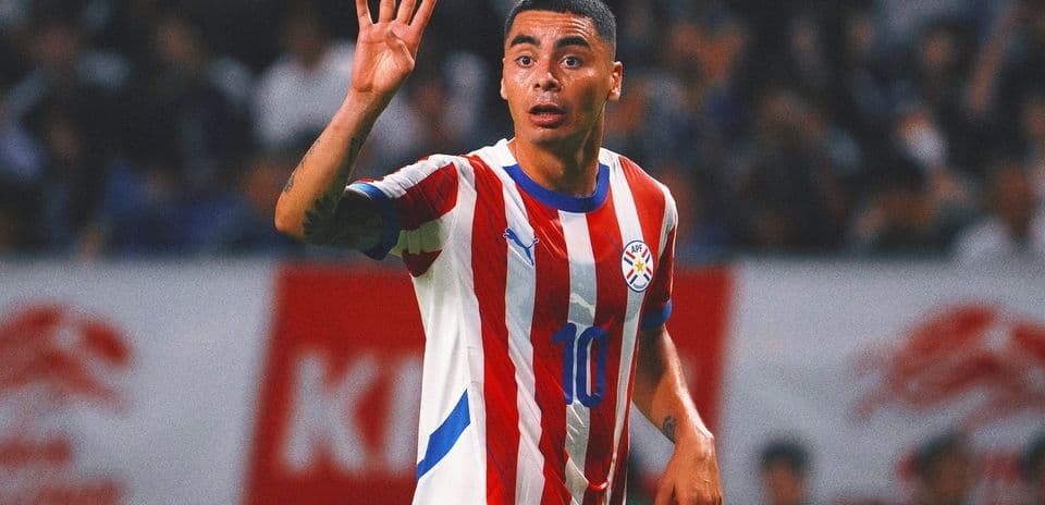 Jugador de Paraguay durante el partido