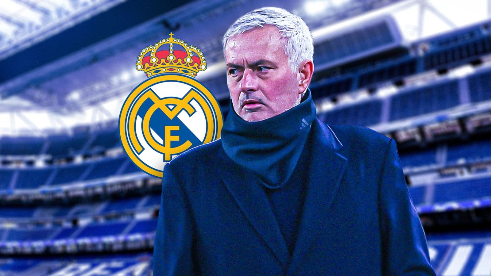 Entrenador frente al escudo del Real Madrid