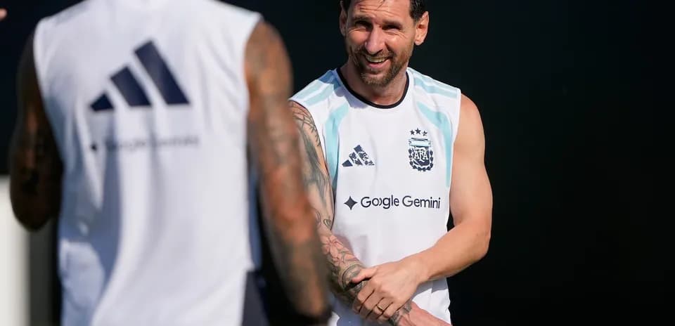 Lionel Messi entrenando con la selección argentina