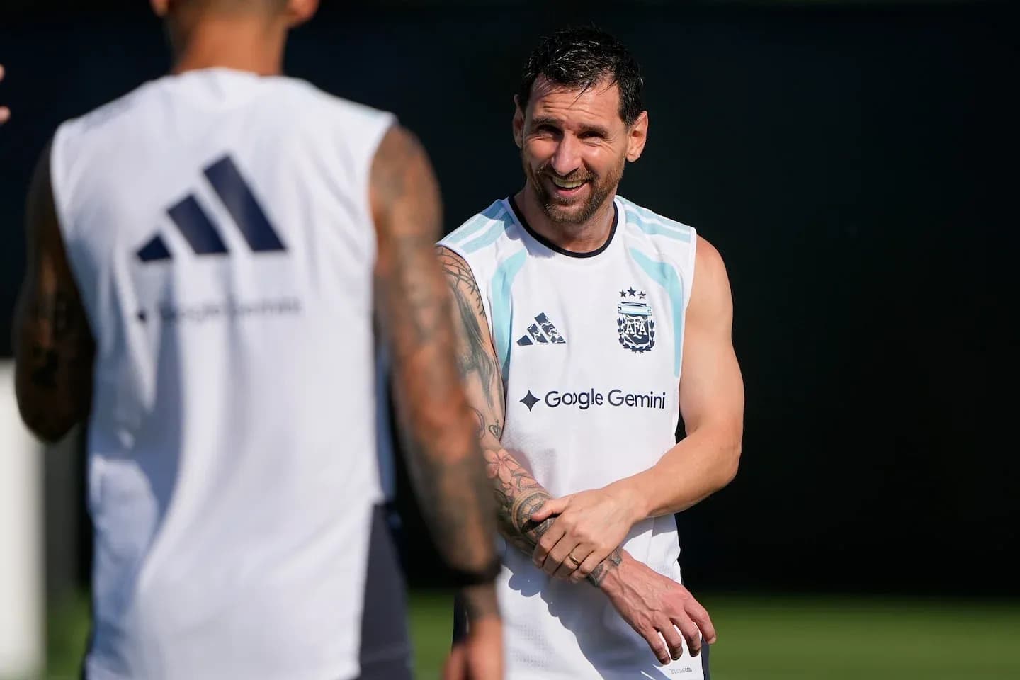 Lionel Messi entrenando con la selección argentina