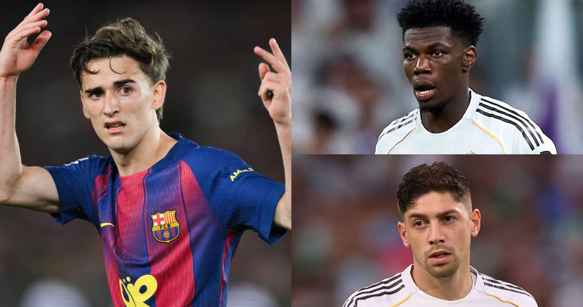 Jugadores de Barcelona y Real Madrid en acción