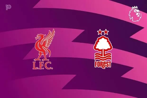 Logos de Liverpool y Nottingham Forest en fondo púrpura
