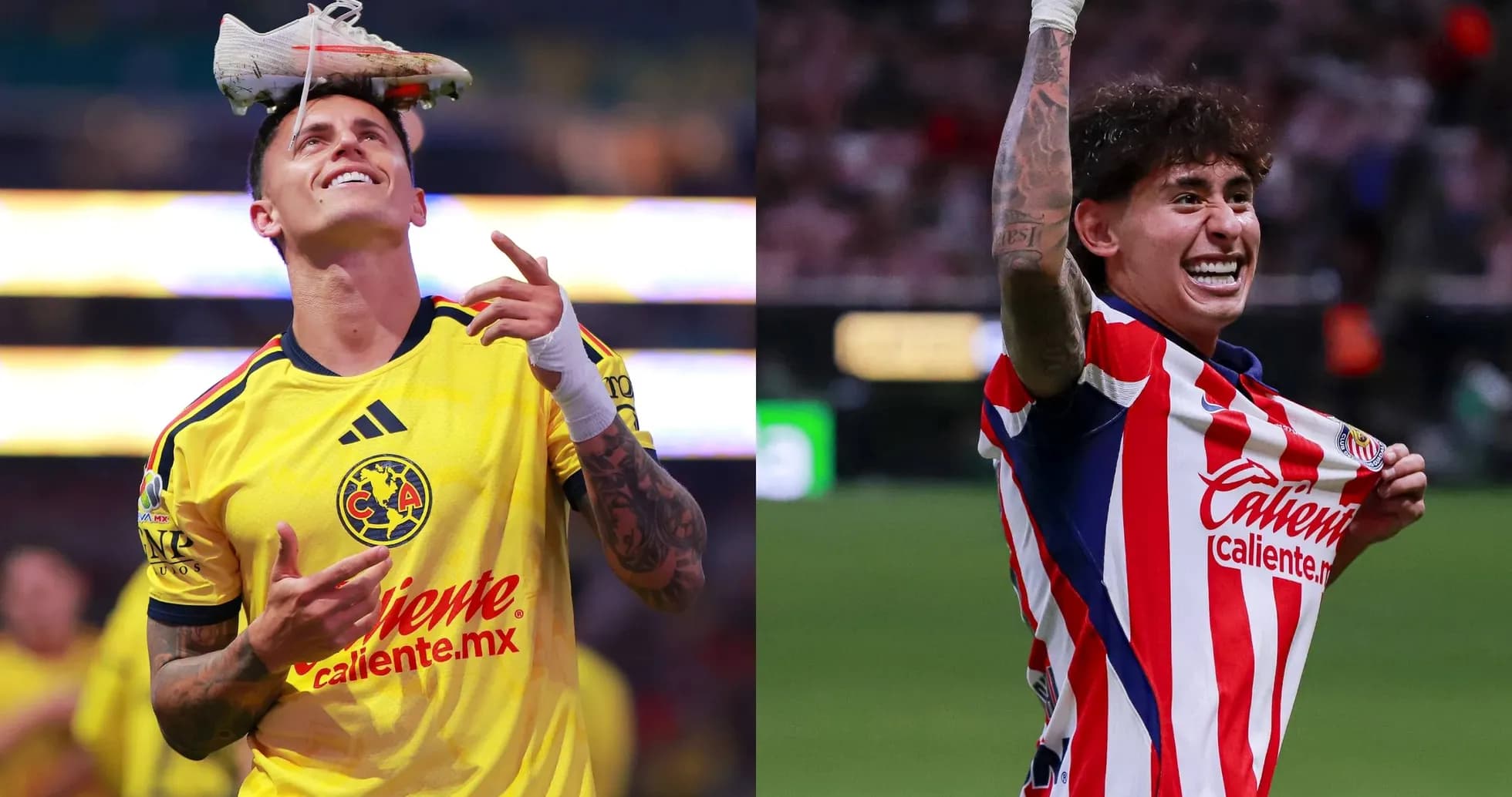 Jugadores de Club América y Chivas celebrando