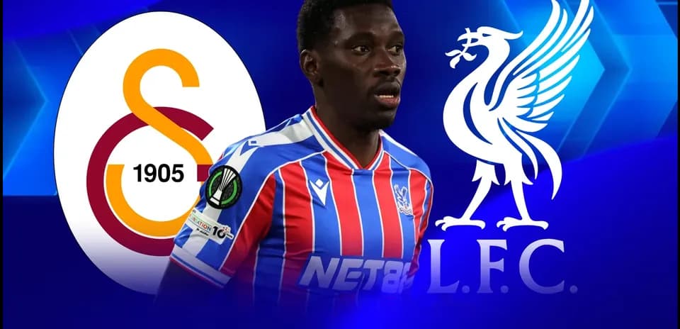 Jugador con camiseta de Crystal Palace y logotipos de Galatasaray y Liverpool