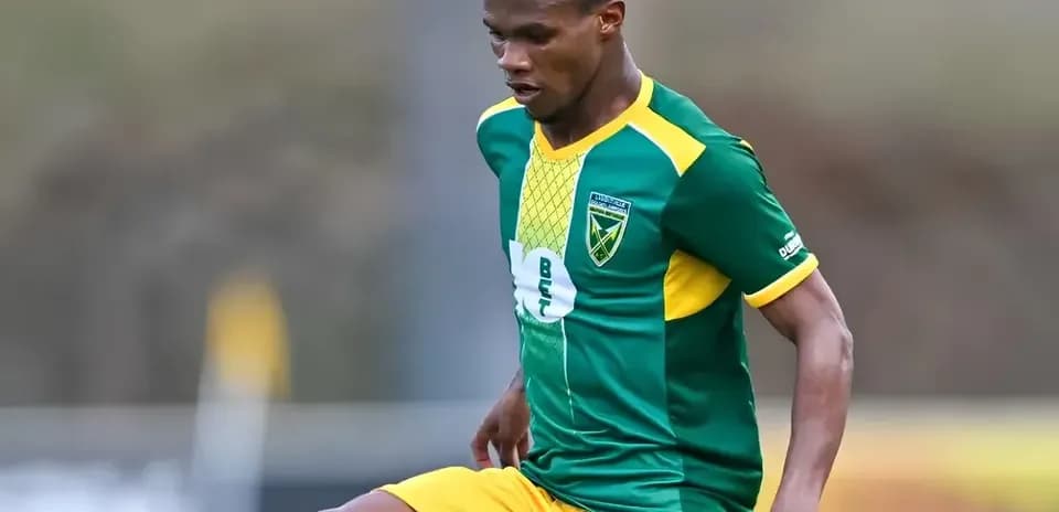 Jugador con camiseta verde y amarilla en el campo