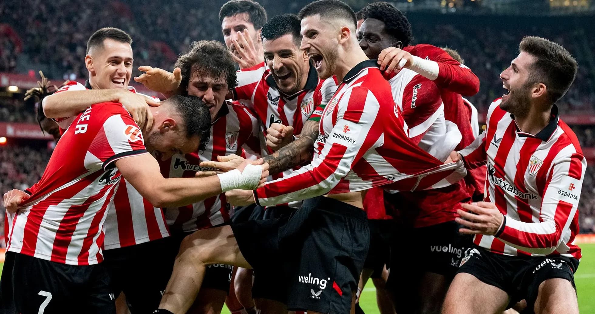 Jugadores del Athletic Club celebrando un gol