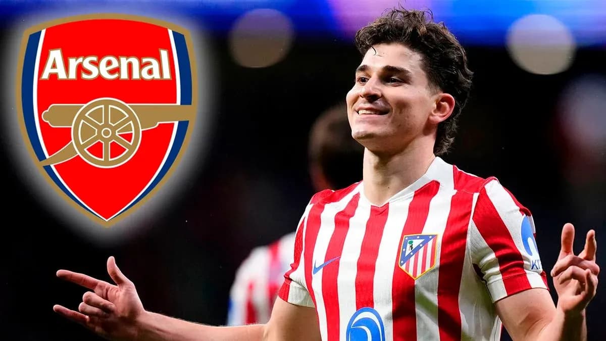 Jugador de Atlético de Madrid celebrando con fondo de Arsenal