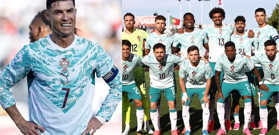 Cristiano Ronaldo y equipo de Portugal posando