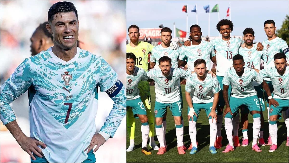 Cristiano Ronaldo y equipo de Portugal posando
