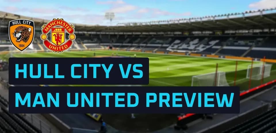 Estadio vacío con logos de Hull City y Manchester United