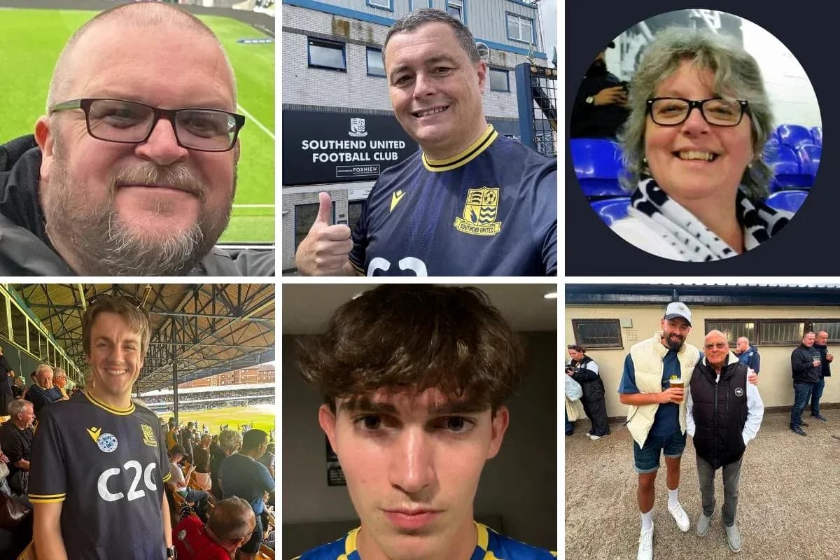 A collage of Southend United football fans A collage of Southend United football fans
