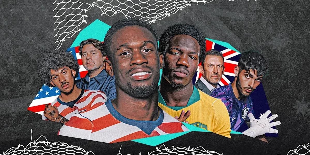Jugadores de fútbol en un diseño gráfico colorido Jugadores de fútbol en un diseño gráfico colorido