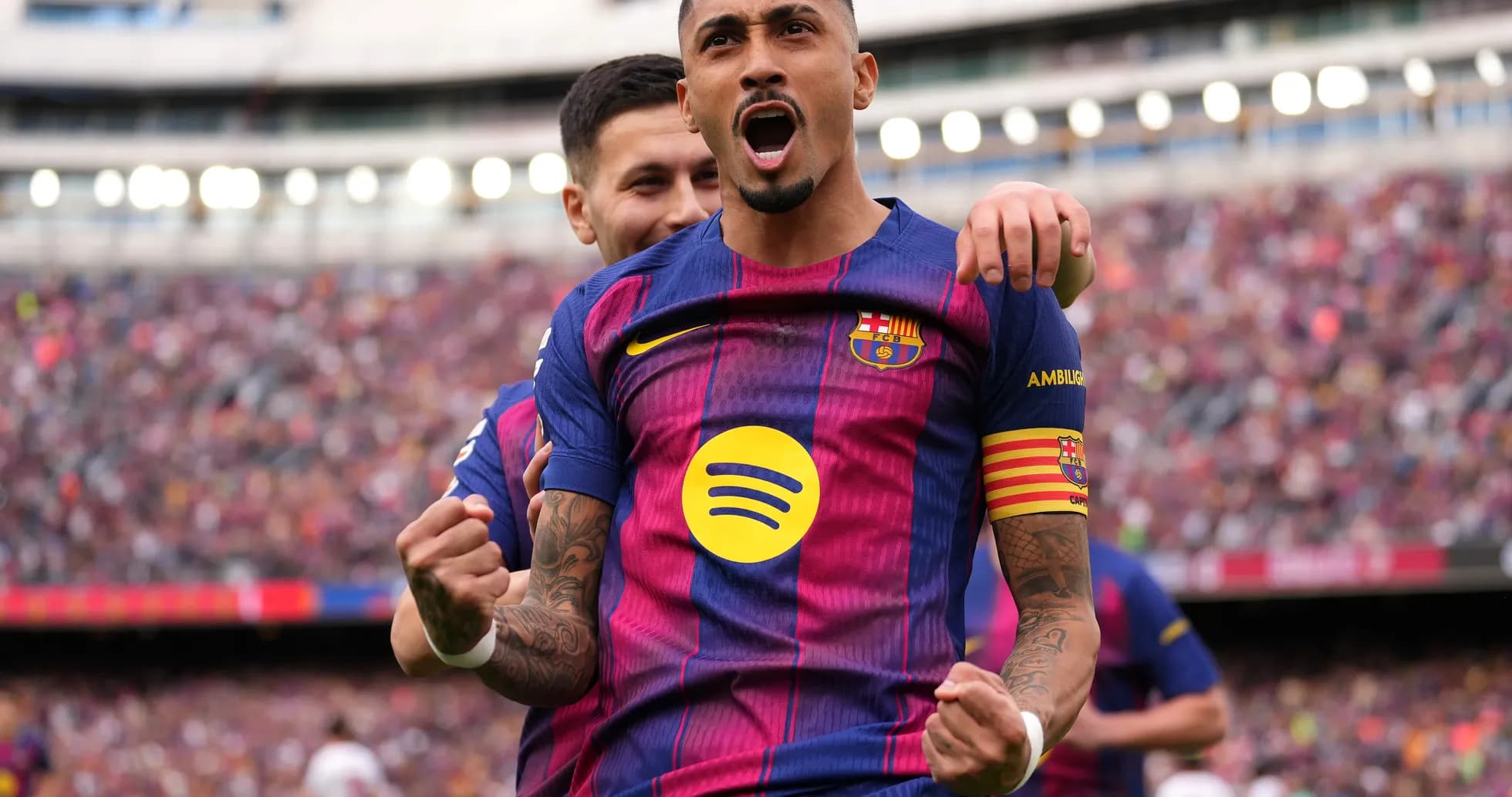 Celebración de un jugador del Barcelona en el estadio Celebración de un jugador del Barcelona en el estadio