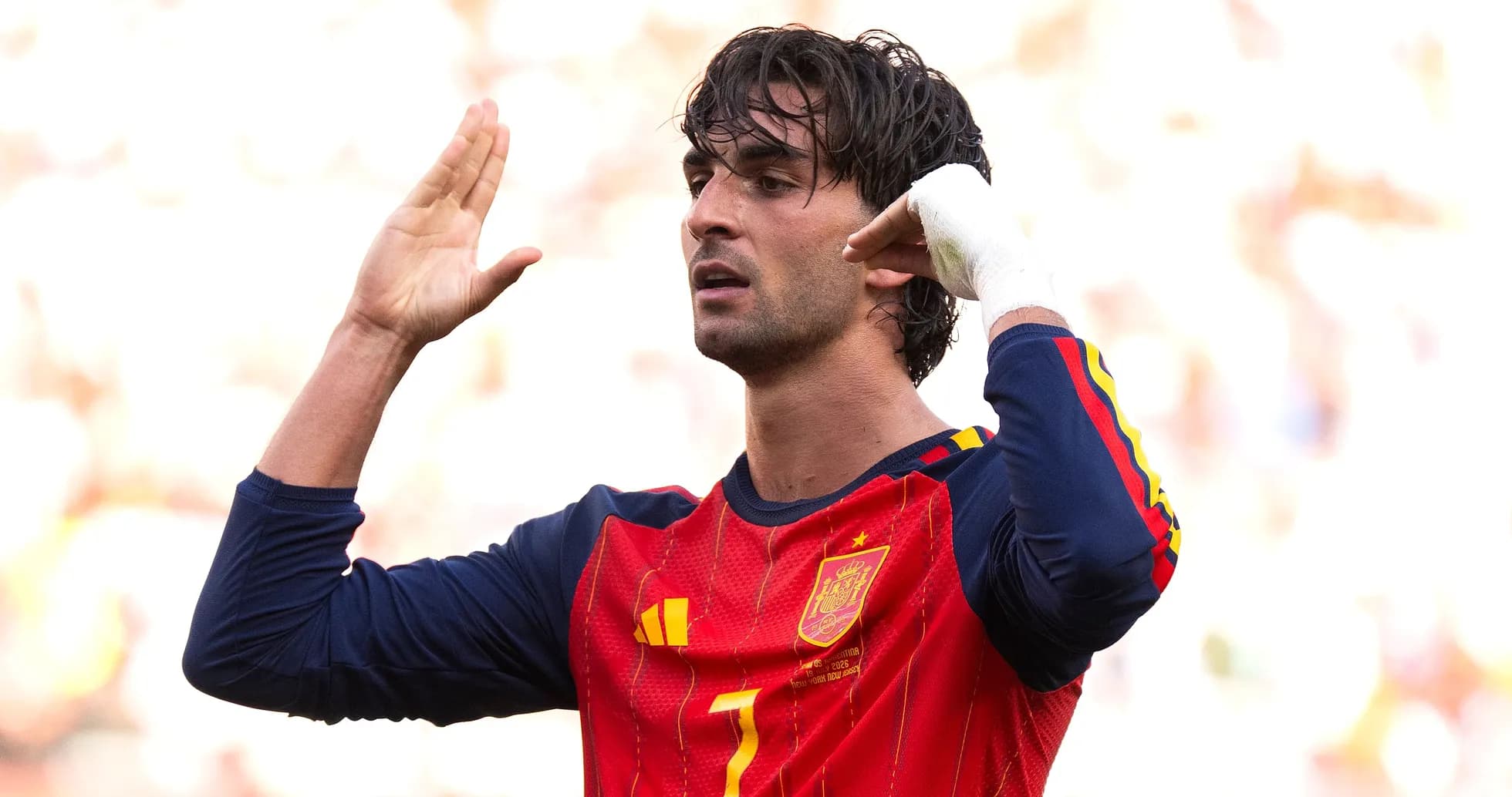 Jugador de España gesticulando durante el partido Jugador de España gesticulando durante el partido