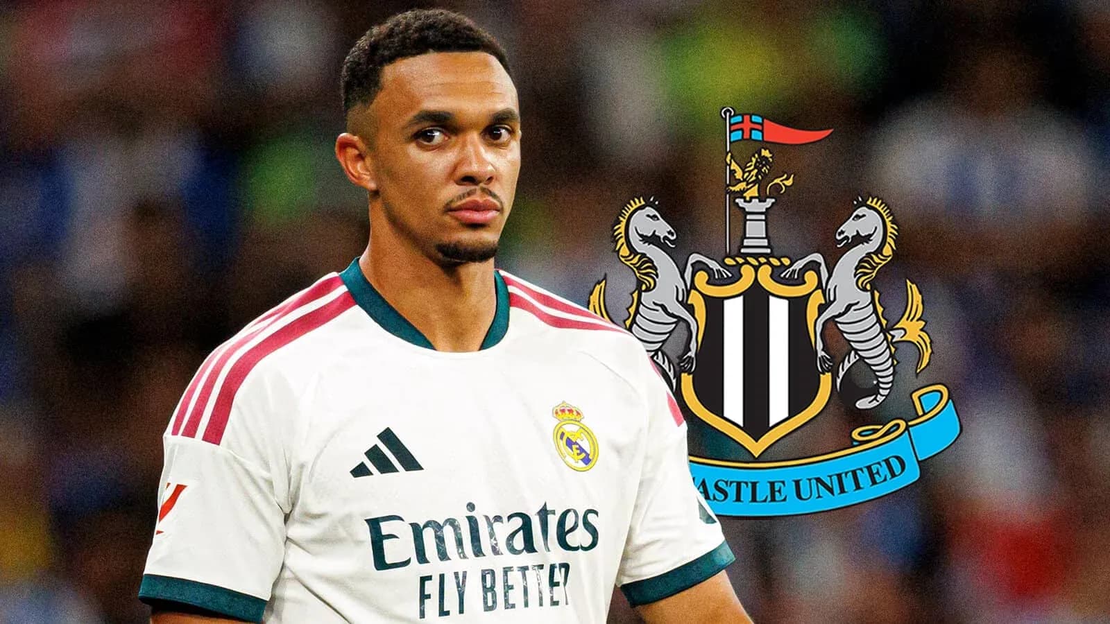 Jugador de Real Madrid con escudo de Newcastle United Jugador de Real Madrid con escudo de Newcastle United