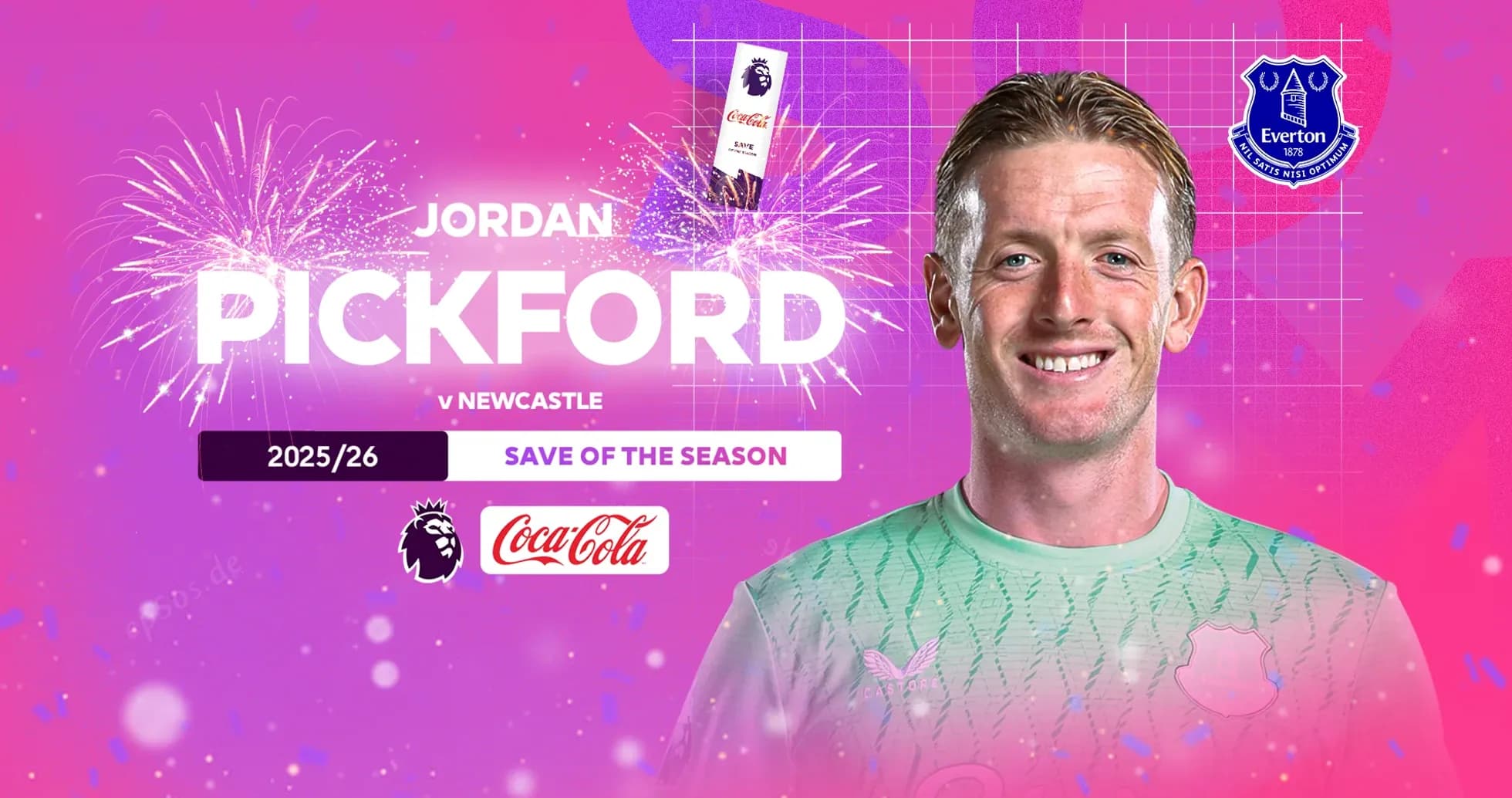 Jordan Pickford celebra el premio de mejor parada Jordan Pickford celebra el premio de mejor parada