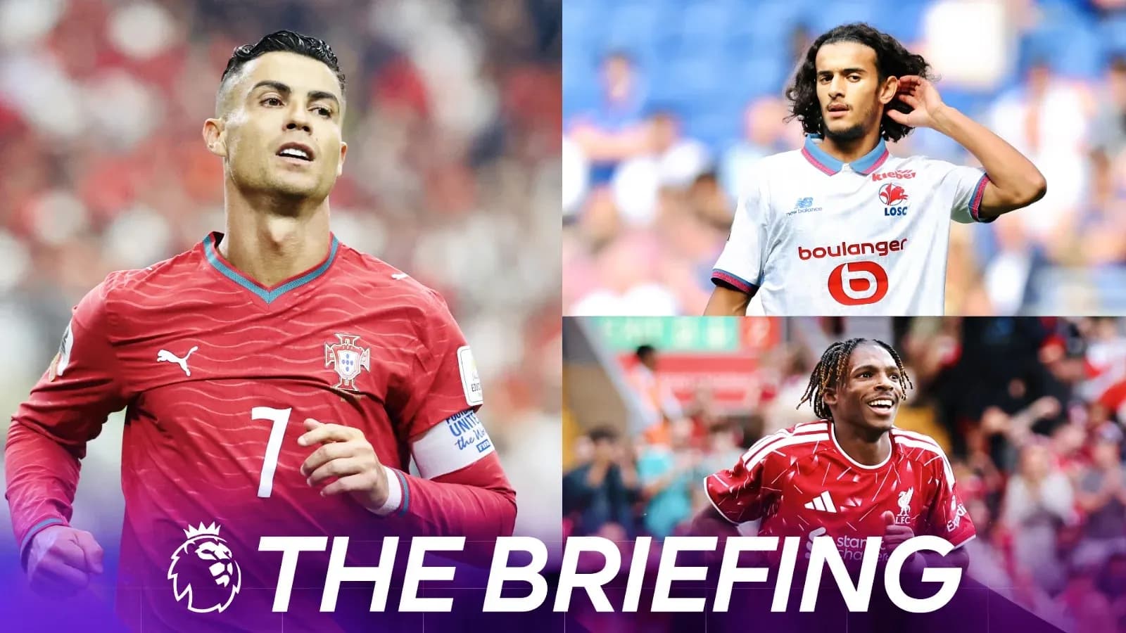 Tres jugadores de fútbol en diferentes momentos de juego Tres jugadores de fútbol en diferentes momentos de juego