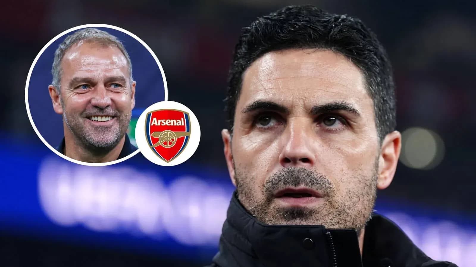 Entrenador de Arsenal con logo del club en la imagen Entrenador de Arsenal con logo del club en la imagen